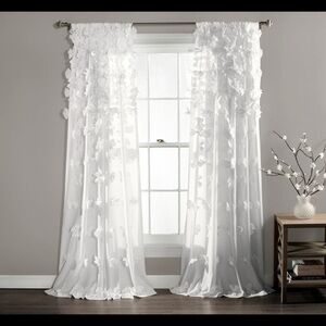 Lush Decor Riley White Window Curtain Single Panel 54”x84”